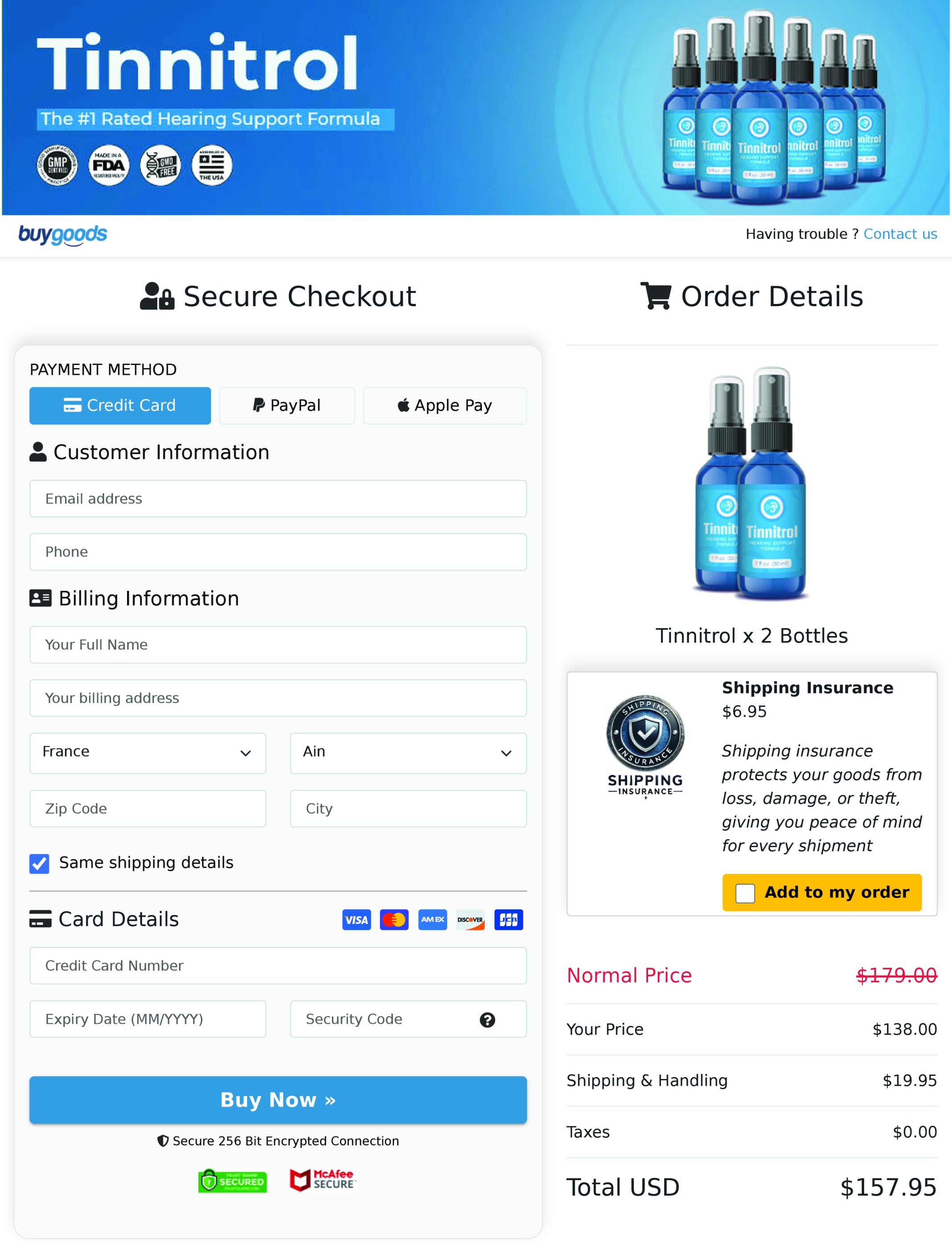 Tinnitrol CheckOut Page